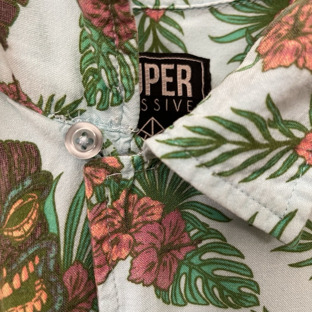Super Massive Men's Tropical Tiki Hawaii Shirt Short Sleeve Vacation Beach Sz L - Picture 4 of 9